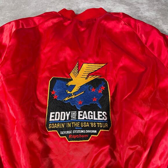 Eddy & The Eagles Soarin' in the USA '86 Tour Red Satin Jacket - Picture 4 of 7